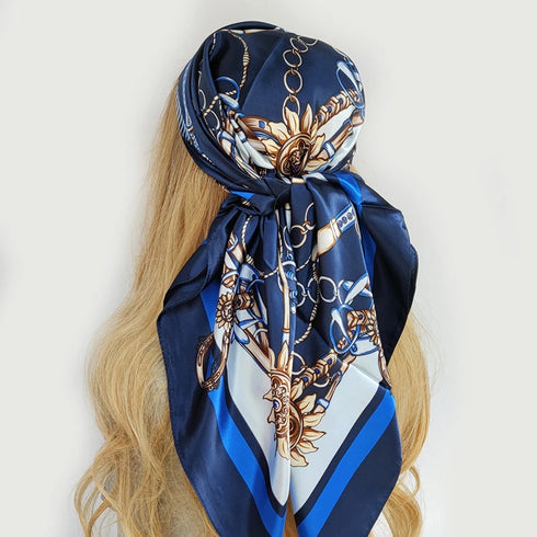 90*90cm Silk Scarf Headwraps For Women Fashion Accessory